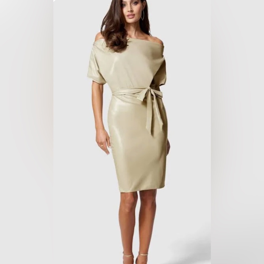 Bebe Elegant Ivory Leather Dress